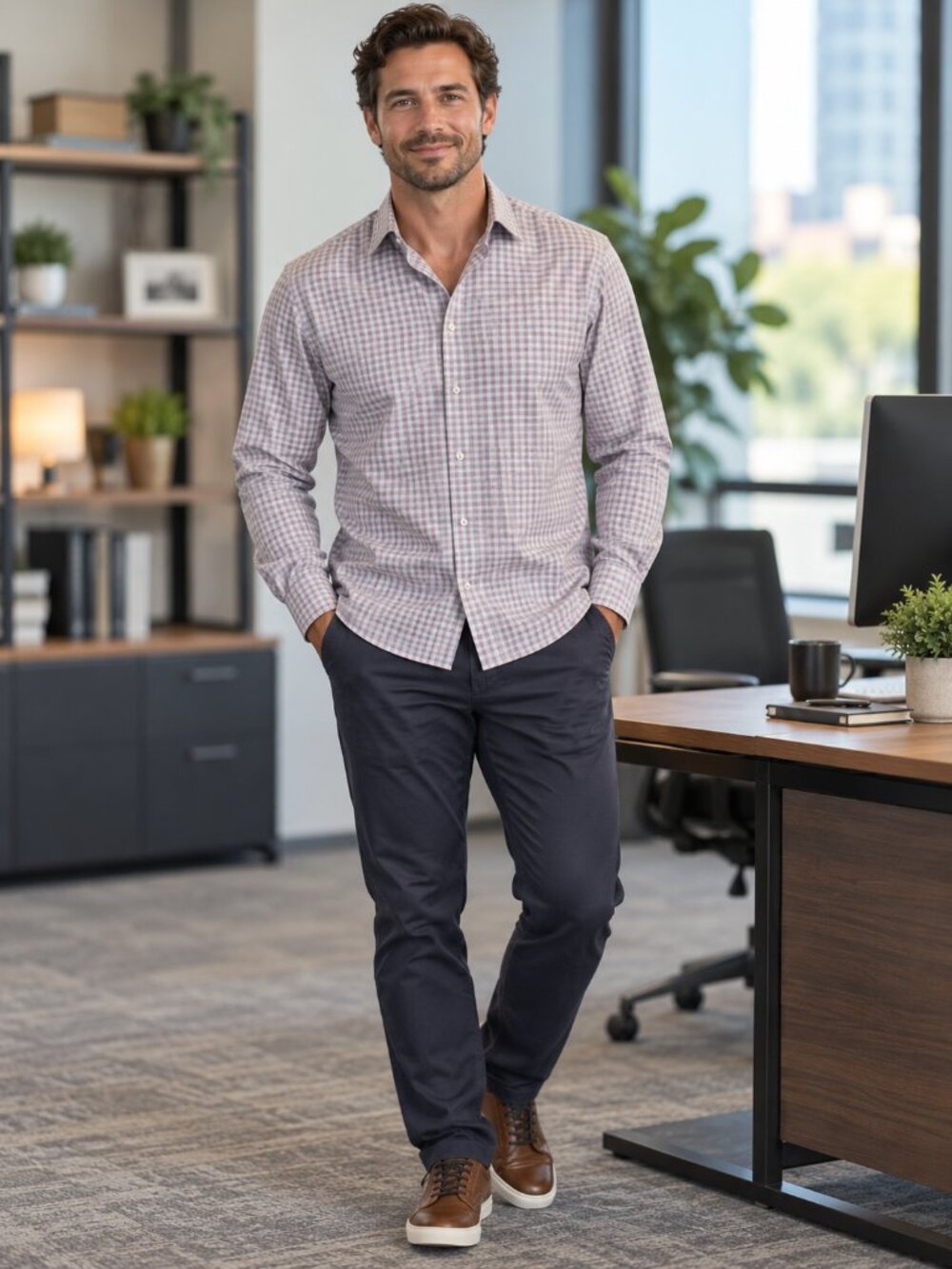 Michael Kors Gingham Dress Shirt - MEDIUM SLIM FIT